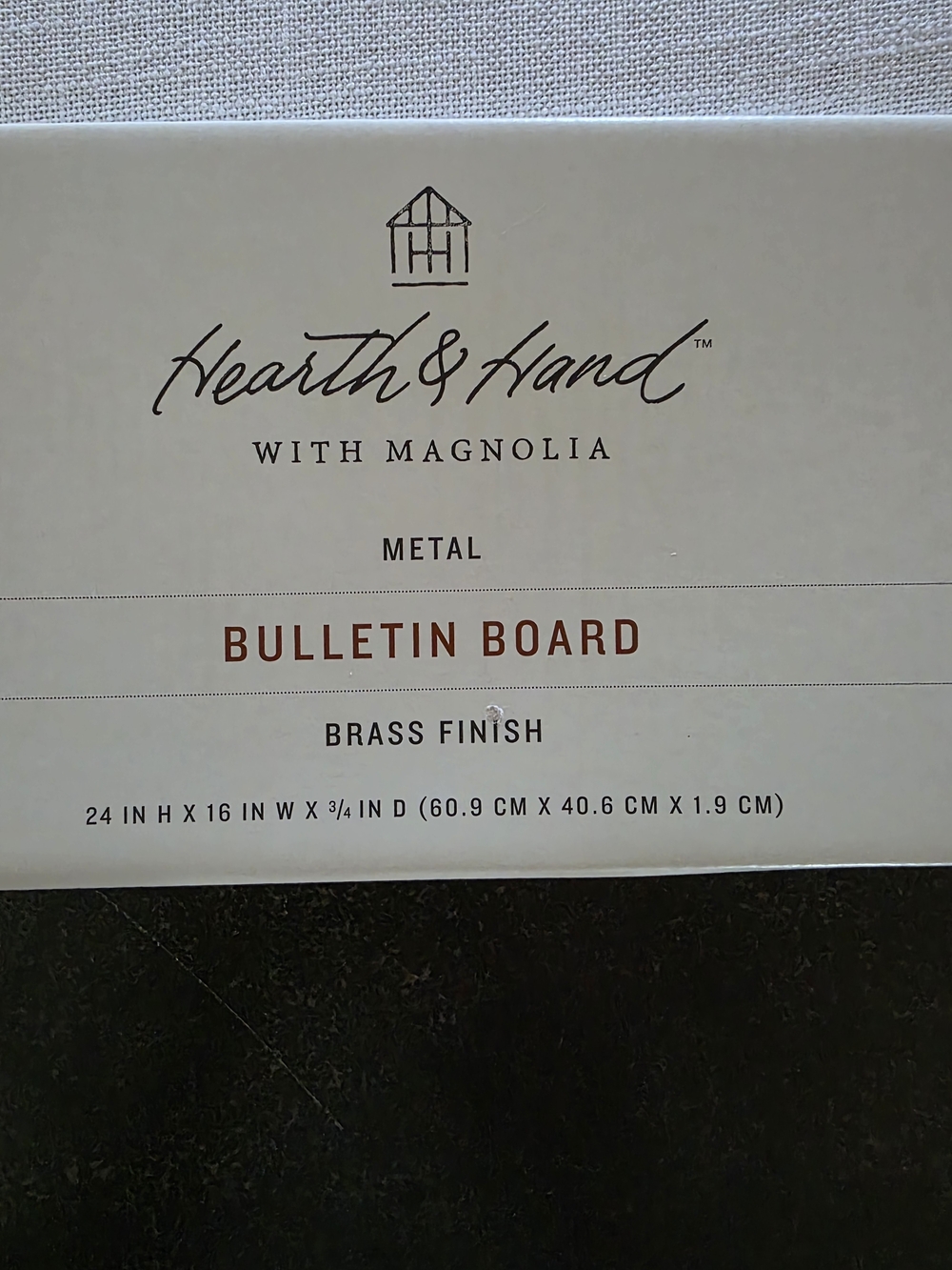 GREAT GIFT!! NEW IN BOX Hearth & Hand Brass Finish Bulletin Board - Cream Linen - Picture 5 of 12